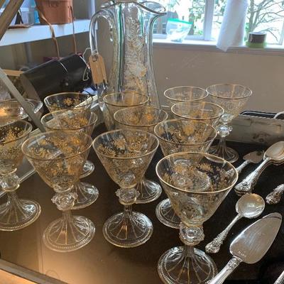 Set of six antique Baccarat cocktail glasses 