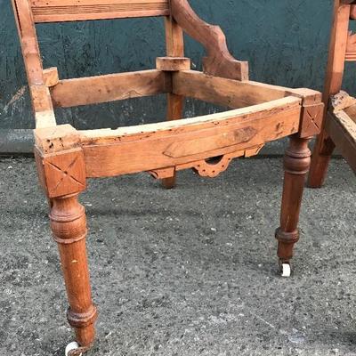#76 - Antique Carved Wood Settee and Chair Frames