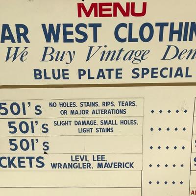 #73 - â€œA Far West Clothing Co.â€ Vintage Buying Menu