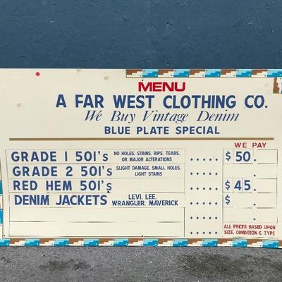#73 - â€œA Far West Clothing Co.â€ Vintage Buying Menu