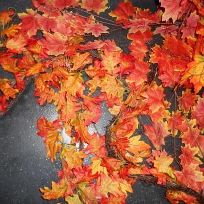 Lot 844 - Autumn Leaves - 2 Trees & Garland Strands & Extra Table Leaves
