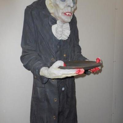 Lot 405 - 7 Ft. Creepy Vampire Butler (nice serving platter)