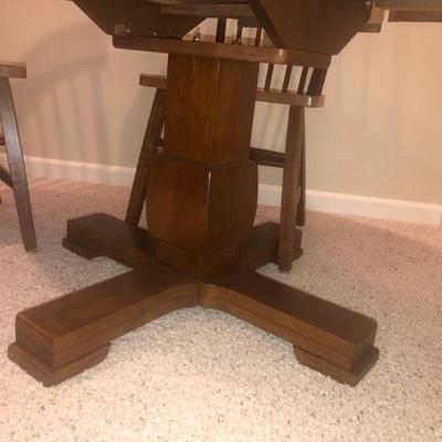 Wood Table w FOUR Matching Chairs. Self storing 12â€ leaf