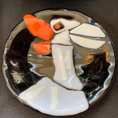 Small Glass rooster plate