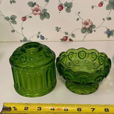 Moon and Stars green glass ash tray & candle holder