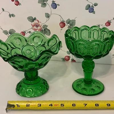 Moon and Stars green glass candy dishes