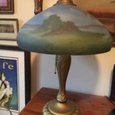 Reverse paint lamp shade and base