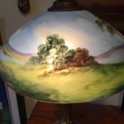 Reverse paint lamp shade and base