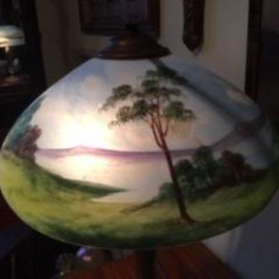 Reverse paint lamp shade and base