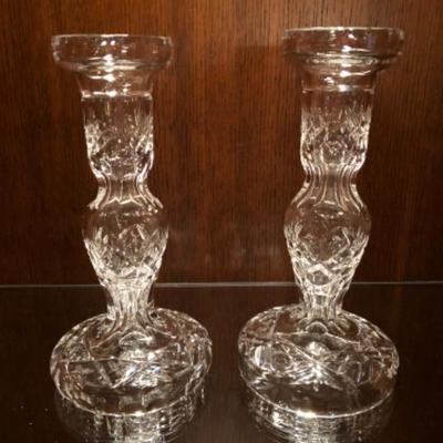 Antique Waterford Candlesticks, Pair