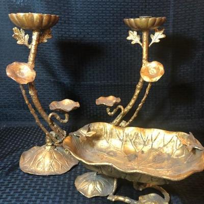 Lotus Leaf Candlesticks and Centerpiece Bowl