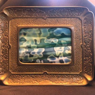 Aesthetic Movement Bronze & Art Glass Tray