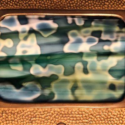 Aesthetic Movement Bronze & Art Glass Tray