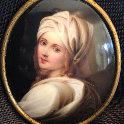 Antique Miniature Portrait on Porcelain