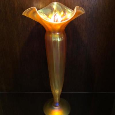 Lundberg Studios Iridescent Trumpet Vase
