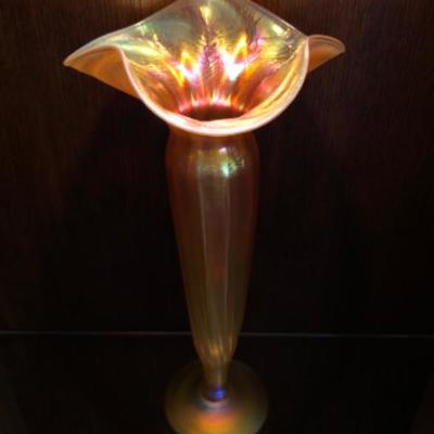 Lundberg Studios Iridescent Trumpet Vase