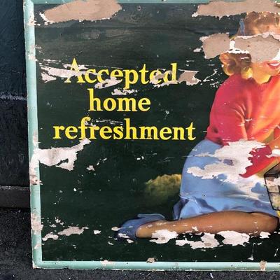 Large Vintage Cardboard Coca-Cola Ad