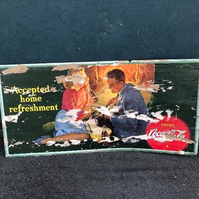 Large Vintage Cardboard Coca-Cola Ad