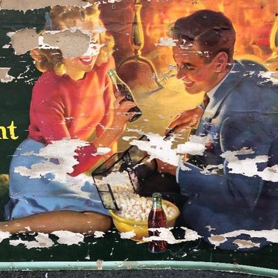 Large Vintage Cardboard Coca-Cola Ad