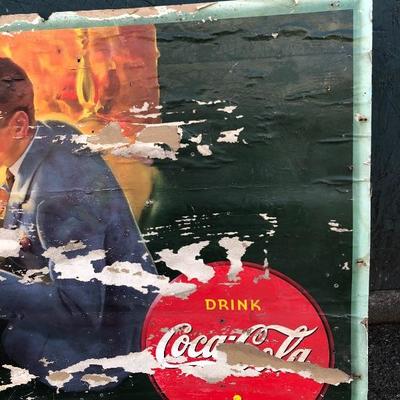 Large Vintage Cardboard Coca-Cola Ad