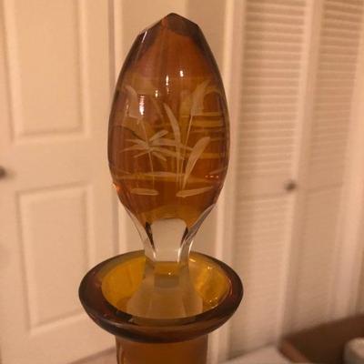 Gold Etched Glass Decanter