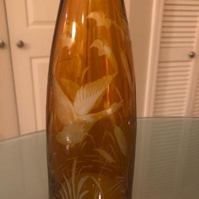 Gold Etched Glass Decanter