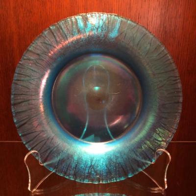 Blue Iridescent Onion Skin Plate