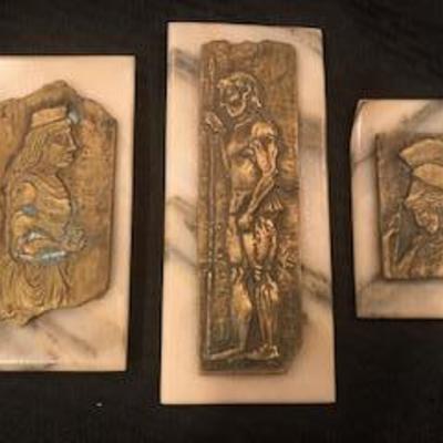 Bronze and Marble Greek Plaques
