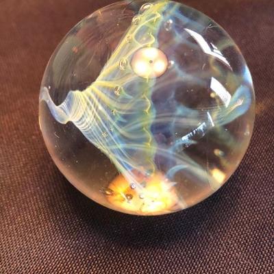 Art Glass Marble & Stand - artist unknown