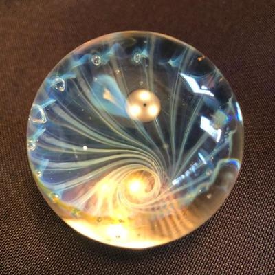 Art Glass Marble & Stand - artist unknown