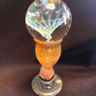 Art Glass Marble & Stand - artist unknown