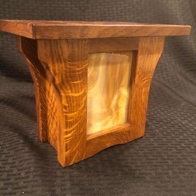 Handmade Arts and Crafts Quarter Sawn Bank with Slag Glass