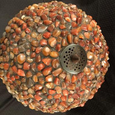 Art & Crafts Style Polished Rock Table Lamp