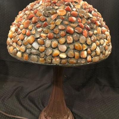 Art & Crafts Style Polished Rock Table Lamp