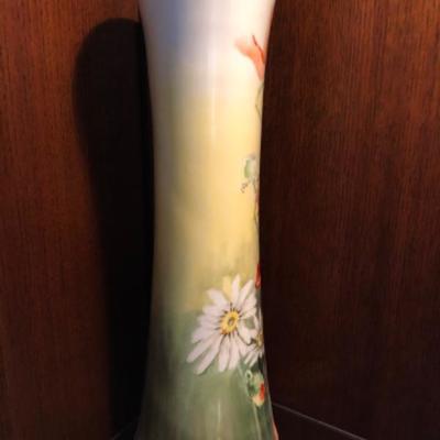 Antique Limoges Handpainted Poppy Vase, E. Newcomer 