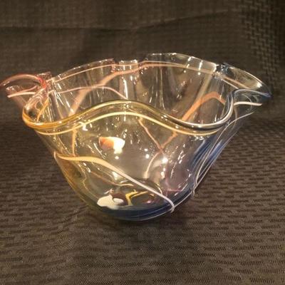 Signed Contemporary Art Glass Bowl