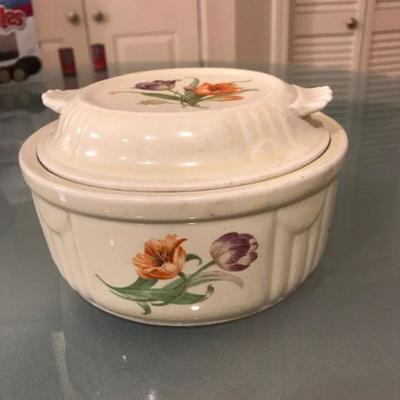 Vintage Hand-painted Crock with Lid