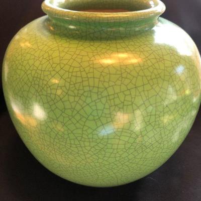 Vintage Green Crackle Vase