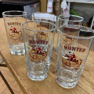 Equestrian glass cups set of 5