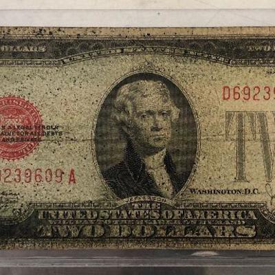 Lot #1 1928 Red Seal Two $2 Dollar Bill 
