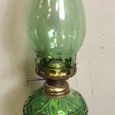 Lot #5 Green Glass Hurricane Lamp