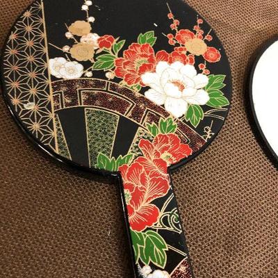 Lot #13 Asian Black Lacquered Mirror 