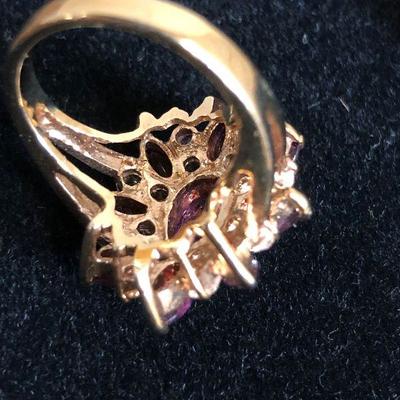 Lot #40 Sterling & Amethyst Faux Cocktail Ring 