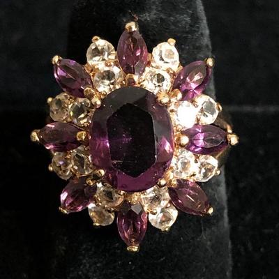Lot #40 Sterling & Amethyst Faux Cocktail Ring 