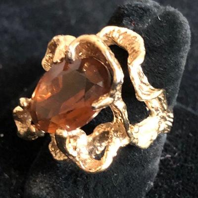 Lot #41 Amber Tone Cocktail Ring 