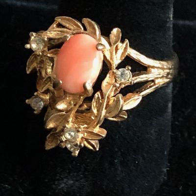 Lot #42 Coral and Rose Gold Tone Ring 