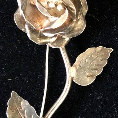 Lot #56 Sterling Silver Rose Pin 