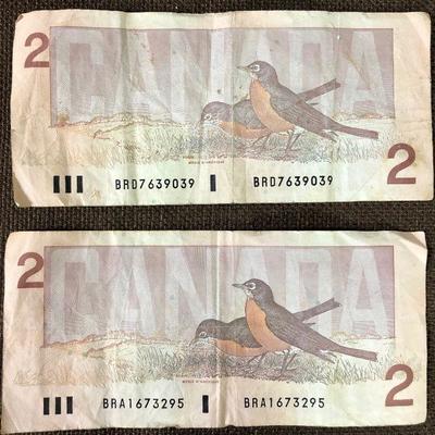 Lot #58 1986 Canadian $2 Bills 