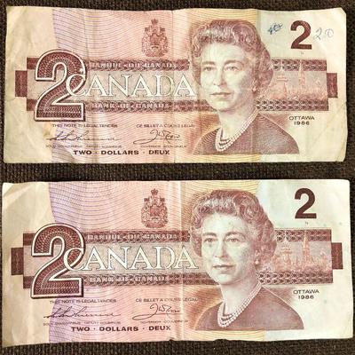 Lot #58 1986 Canadian $2 Bills 
