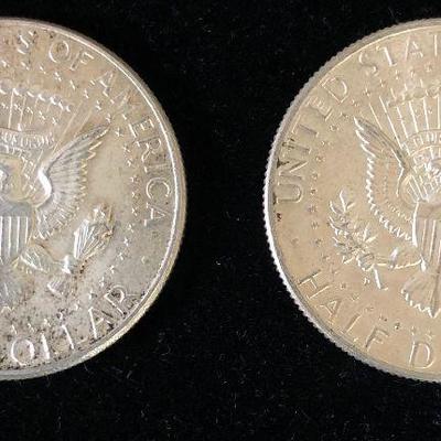 Lot #62 (2) 1964 Kennedy Half Dollars 90% Silver